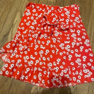Red floral skirt